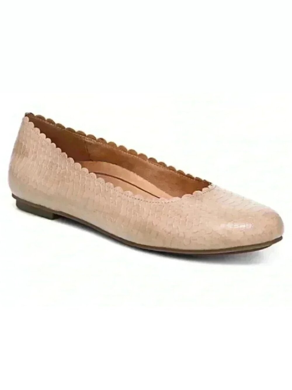 Vionic | Julieta Scalloped Ballet Flats Snake Embossed, Blush Taupe, Size 8